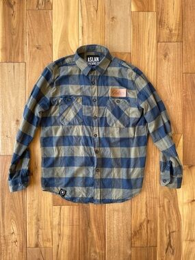 ALSAN BREWING Blue & Olive Plaid Button-Down Shirt